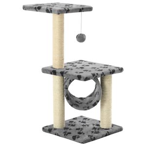 vidaXL Arbre &agrave; chat avec griffoirs en sisal 65 cm Gris Motif de pattes