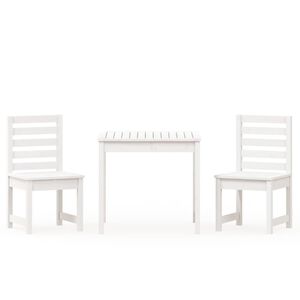 vidaXL Ensemble de bistrot de jardin 3 pcs blanc bois de pin massif