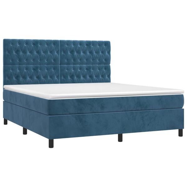 vidaXL Sommier &agrave; lattes de lit matelas et LED Bleu fonc&eacute; 180x200 cm