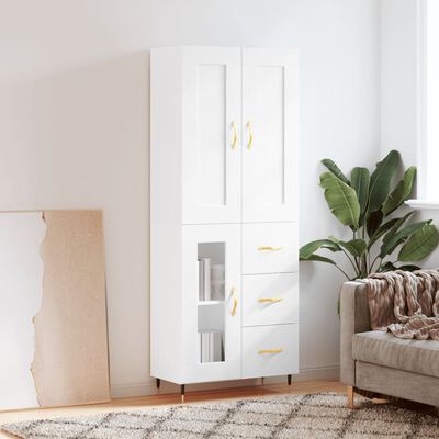 vidaXL Buffet haut Blanc 69,5x34x180 cm Bois d'ingénierie