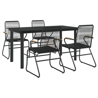 vidaXL Ensemble à manger de jardin 5 pcs Noir Rotin PVC