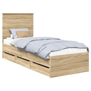 vidaXL Cadre de lit Ch&ecirc;ne Sonoma 75 x 190 cm Bois Ing&eacute;nierie