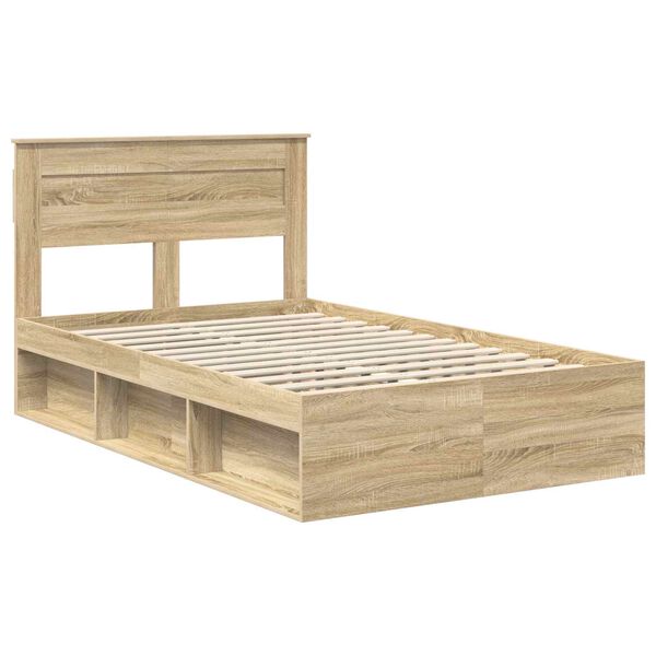 vidaXL Cadre de lit Ch&ecirc;ne Sonoma 135 x 190 cm Bois de pin massif
