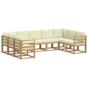 vidaXL Ensemble de canap&eacute;s d'ext&eacute;rieur 9 pc Blanc et cr&egrave;me