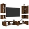 vidaXL Meuble TV muraux 6 pcs avec lumi&egrave;res LED ch&ecirc;ne marron