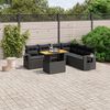 vidaXL Salon de jardin 7 pcs avec coussins noir r&eacute;sine tress&eacute;e