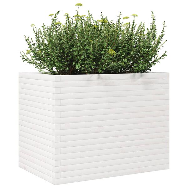 vidaXL Jardinière blanc 90x60x68,5 cm bois de pin massif