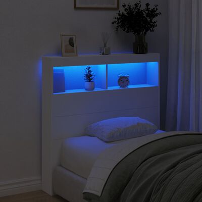 vidaXL Armoire tête de lit avec LED blanc 100x17x102 cm