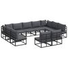 vidaXL Ensemble de canap&eacute; de jardin avec coussin 11 pcs Noir Aluminium