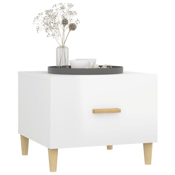 vidaXL Tables basses 2 pcs blanc brillant 50x50x40cm bois d'ing&eacute;nierie