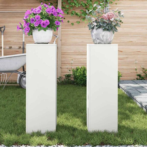 vidaXL Support de Plante 2 pcs Blanc 24 x 24 x 75 cm Acier