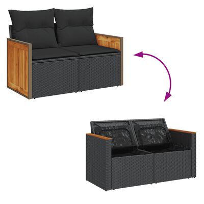 vidaXL Salon de jardin 11 pcs avec coussins noir résine tressée