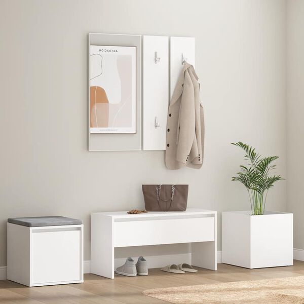 vidaXL Ensemble de meubles de couloir Blanc Bois d'ing&eacute;nierie