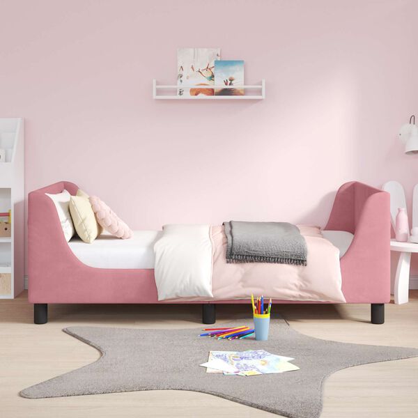 vidaXL Cadre de lit pour enfants avec t&ecirc;te de lit Rose 80 x 160 cm