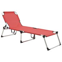 vidaXL Chaise longue pliable extra haute pour seniors Rouge Aluminium