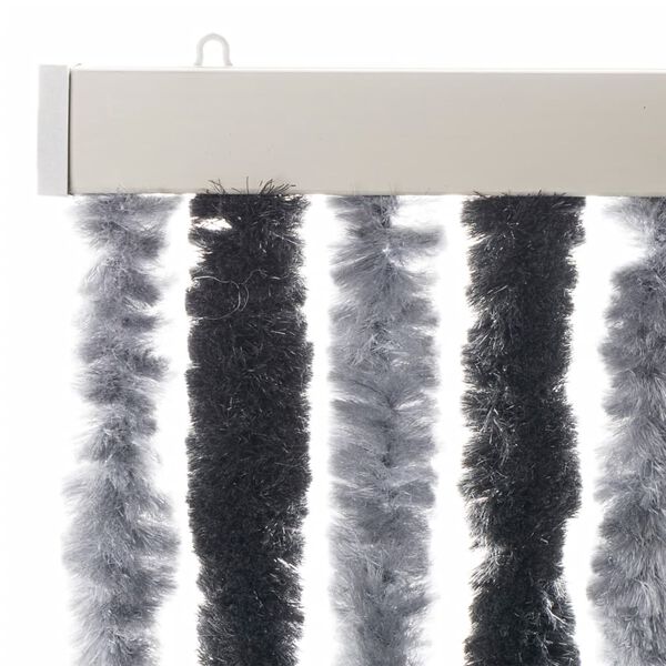vidaXL Rideau anti-mouches gris et noir 118x220 cm chenille
