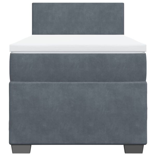 vidaXL Sommier &agrave; lattes de lit et matelas Gris fonc&eacute; 80x200 cm Velours