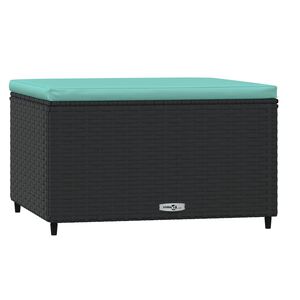 vidaXL Repose-pied de jardin avec coussin noir r&eacute;sine tress&eacute;e