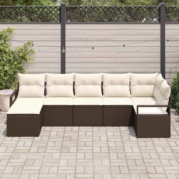 vidaXL Ensemble de Canap&eacute;s 7 pcs Marron polyrotin
