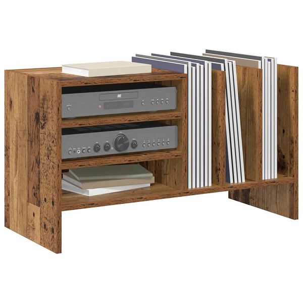 vidaXL Meuble &agrave; vinyles avec &eacute;tag&egrave;re Bois ancien 78,5 x 35 x 45 cm