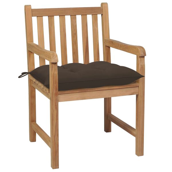 vidaXL Chaises de jardin lot de 6 et coussins taupe bois teck solide