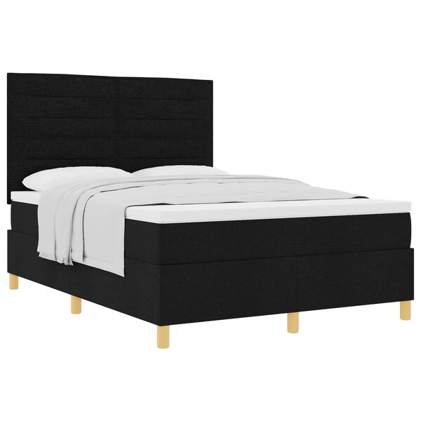 vidaXL Lit &agrave; ressorts avec matelas Noir 140 x 200 cm tissu