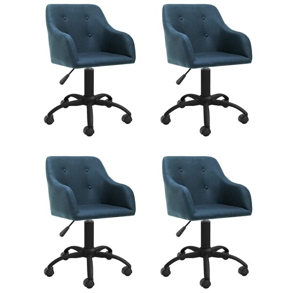 vidaXL Chaises pivotantes &agrave; manger lot de 4 bleu tissu