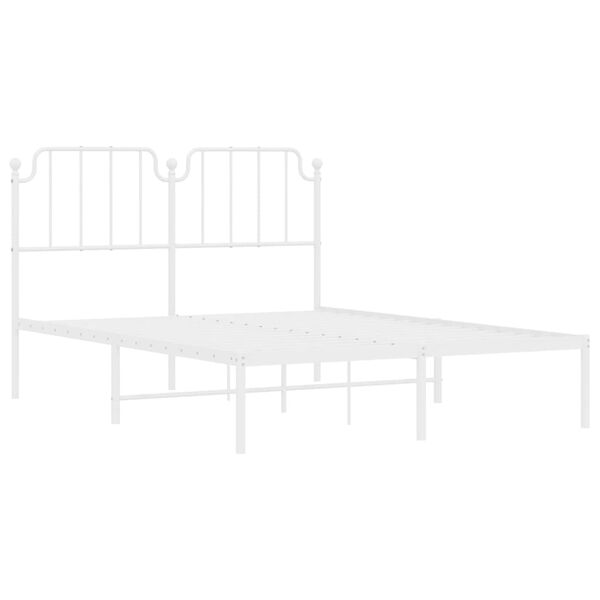 vidaXL Cadre de lit m&eacute;tal sans matelas et t&ecirc;te de lit blanc 140x190 cm