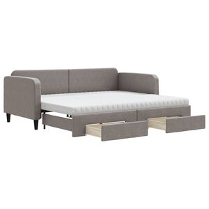vidaXL Lit de jour avec gigogne et tiroirs taupe 90x200 cm tissu