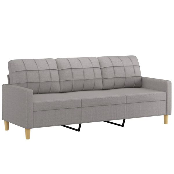 vidaXL Canap&eacute; &agrave; 3 places Gris clair 180 cm Tissu