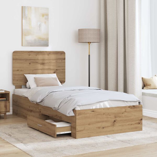 vidaXL Cadre de lit Ch&ecirc;ne artisanal 90 x 190 cm Bois d'ing&eacute;nierie