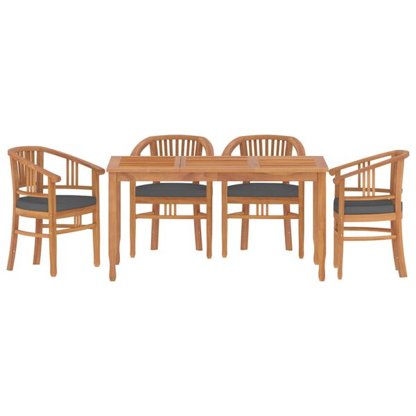 vidaXL Ensemble &agrave; manger de jardin 5 pcs Bois de teck massif