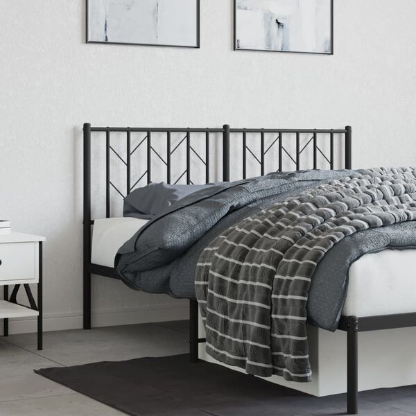 vidaXL T&ecirc;te de lit m&eacute;tal noir 140 cm