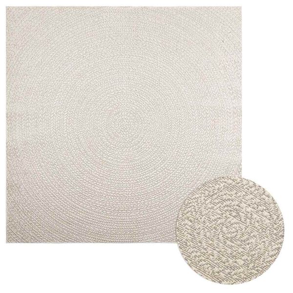 vidaXL Tapis ZIZUR cr&egrave;me 200x200 cm aspect de jute int&eacute;rieur ext&eacute;rieur