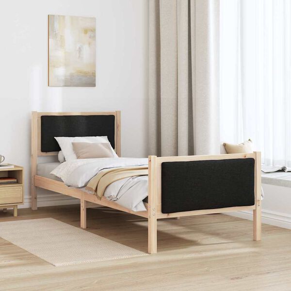 vidaXL Cadre de lit avec t&ecirc;te de lit Noir 75 x 190 cm tissu