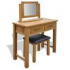 vidaXL Coiffeuse avec tabouret Bois de ch&ecirc;ne massif