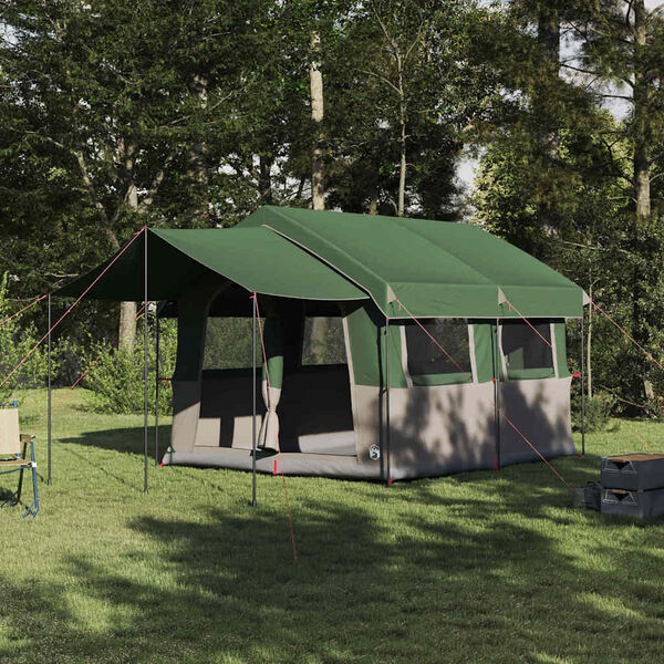 vidaXL Tente familiale avec toit Vert et blanc 324 x 255 x 230 cm