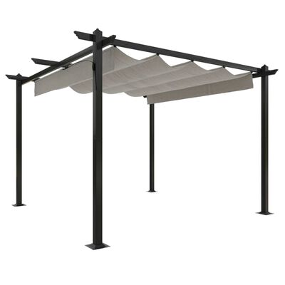 vidaXL Tonnelle de jardin avec toit rétractable 3x3 m Crème