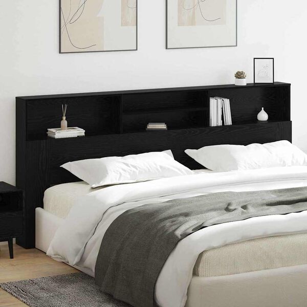 vidaXL Cabinet de T&ecirc;te de Lit Ch&ecirc;ne noir 220 x 19 x 101,5 cm