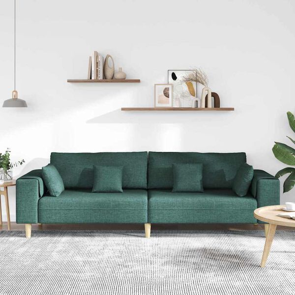 vidaXL Canap&eacute; avec coussin Vert fonc&eacute; 250 x 77 x 76 cm tissu