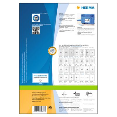 HERMA Étiquettes permanentes PREMIUM A4 105x148 mm 100 Feuilles Blanc