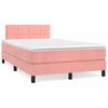 vidaXL Sommier &agrave; lattes de lit avec matelas rose 120x190 cm velours