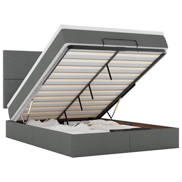 VidaXL Cadre de lit ottoman avec matelas gris fonc&eacute; 140x190 cm tissu