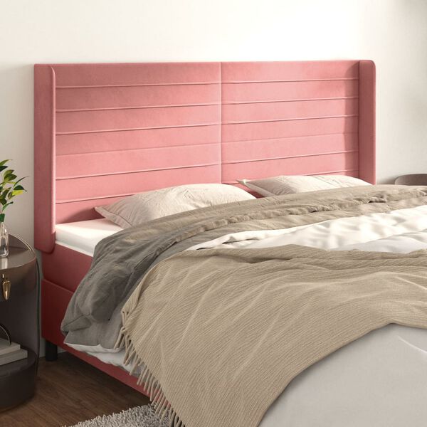 vidaXL T&ecirc;te de lit avec oreilles Rose 183x16x118/128 cm Velours