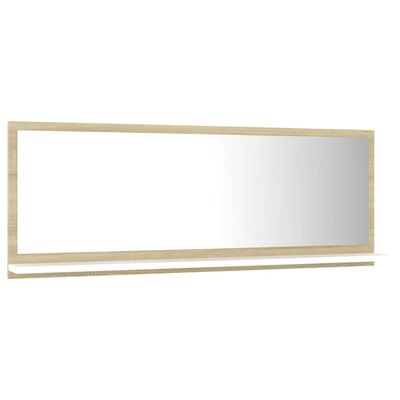 vidaXL Miroir de bain Blanc et chêne sonoma 100x10,5x37 cm Aggloméré