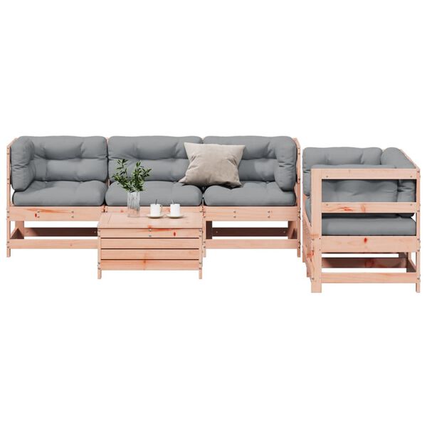 vidaXL Salon de jardin 6 pcs avec coussins bois massif Douglas