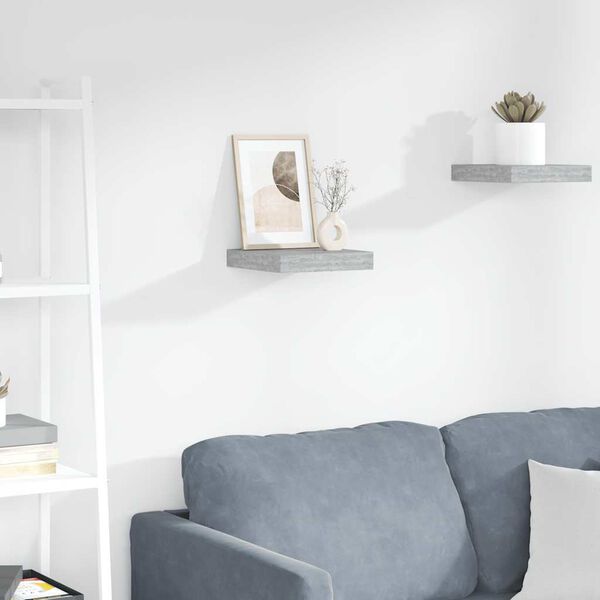 vidaXL &Eacute;tag&egrave;re murale flottante gris b&eacute;ton 23x23,5x3,8 cm MDF