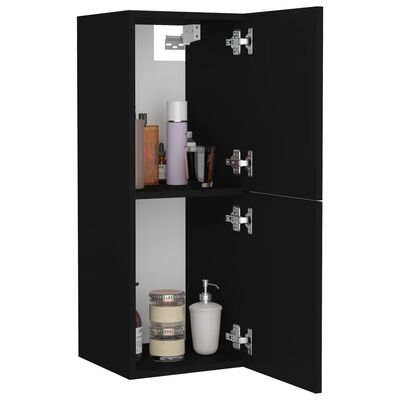 vidaXL Armoire de salle de bain Noir 30x30x80 cm Bois d’ingénierie