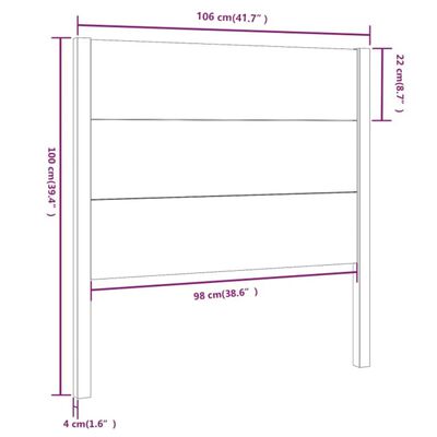 vidaXL Tête de lit Marron miel 106x4x100 cm Bois massif de pin