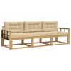 vidaXL Ensemble de canap&eacute;s d'ext&eacute;rieur 3 pc Blanc et Beige Polyester